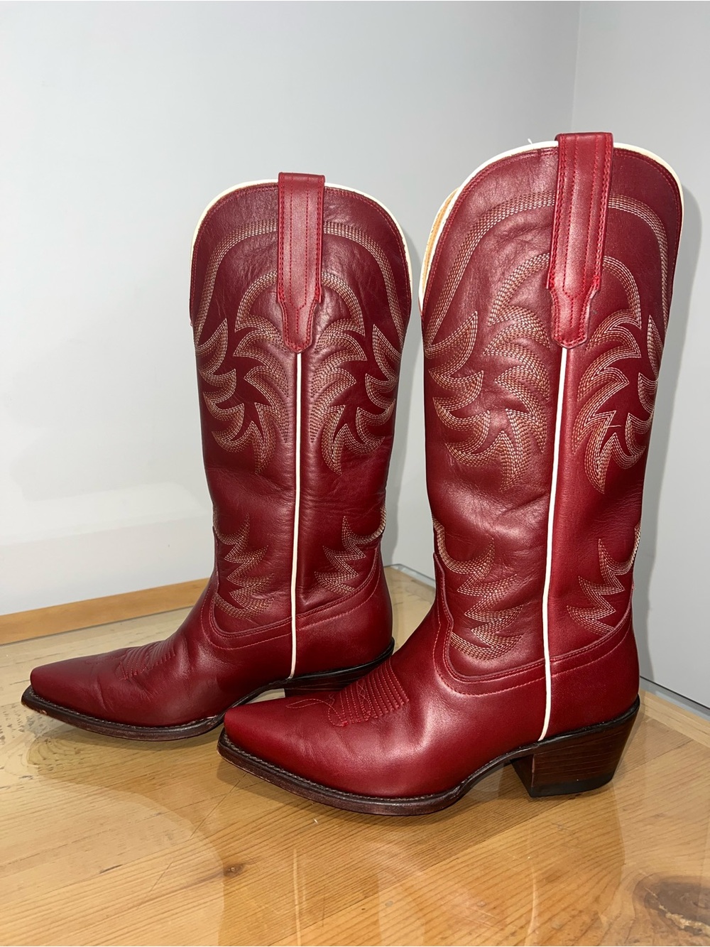 Tecovas The Annie Scarlet Red Leather Western Heeled Boots US 7.5